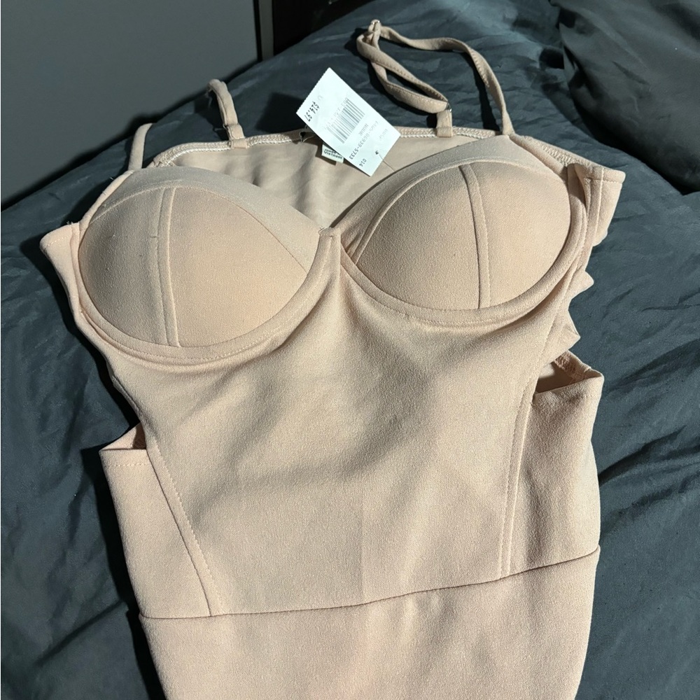 nude open side body suit